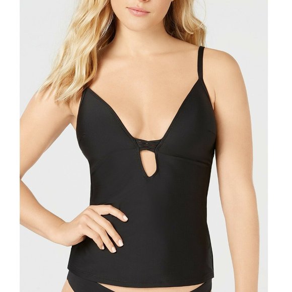 Bar III Other - Bar III Solid Plunging Molded Cup Tankini Top